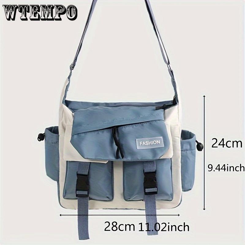 Casual Crossbody Bag, Large Capacity Nylon Shoulder Bag With Adjustable Strap For Outdoor, Trendy Streetwear Style Messenger Bag