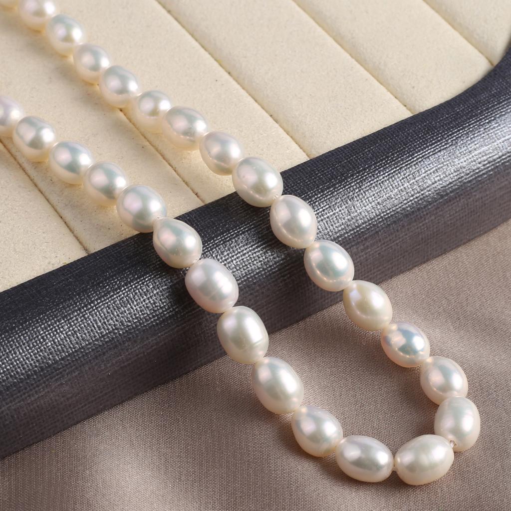 1String, AAA Natural Freshwater Pearls, White Oval Pearl Beads, 7-8mm, for DIY Jewelry Making, Unique Birthday Party Wedding Crafts, 36cm