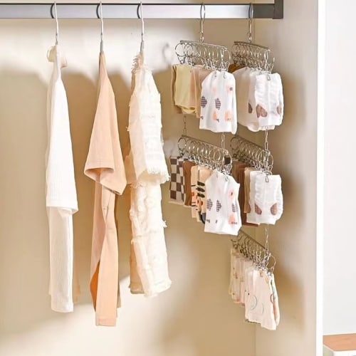 Feifyw 30-Piece Stainless Steel Clothes Drying Rack, Laundry Rack, Heavy-Duty Storage, Rust-Resistant, Fits Socks, Underwear, Towels, Bras, Ties, and