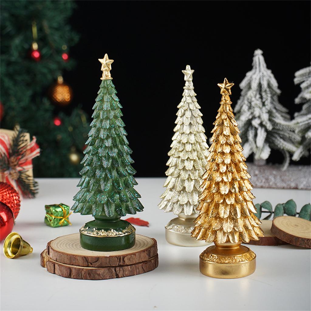 Resin Christmas Tree Decorations Desktop Holiday Ornaments for Home Office and Window Display