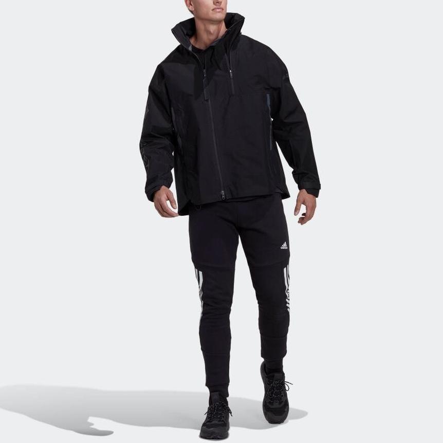 Adidas Logo Print Zip-Up Collar Jacket Unisex Outerwear Black HG6033