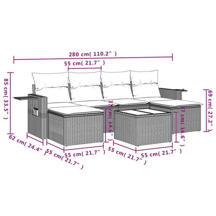 VidaXL Garden Lounge Set with Cushions 7 Pcs, Patio Sofas, Patio Furniture Set, Outdoor Furniture, Brown 3252870