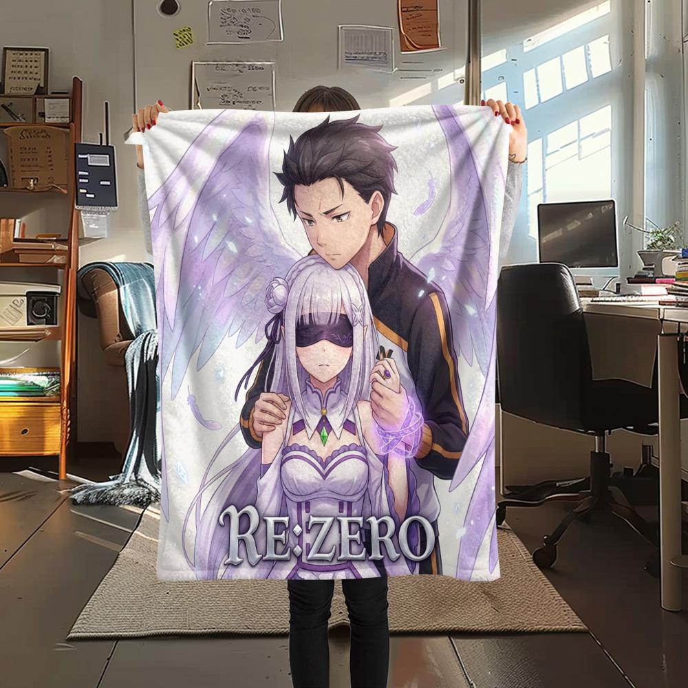 1PC Re Zero Patterned Flannel Blanket Suitable For All Seasons For Home Decor Warmth And Comfort Gifts Holiday Present