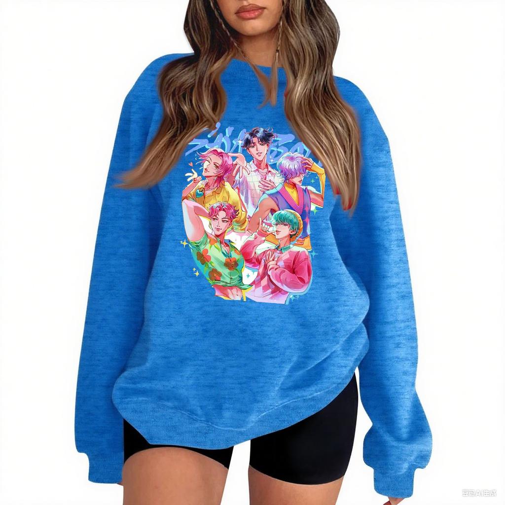 Damenmode Lässig Bedruckt Lässig Langarm Rundhals Sweatshirt Top