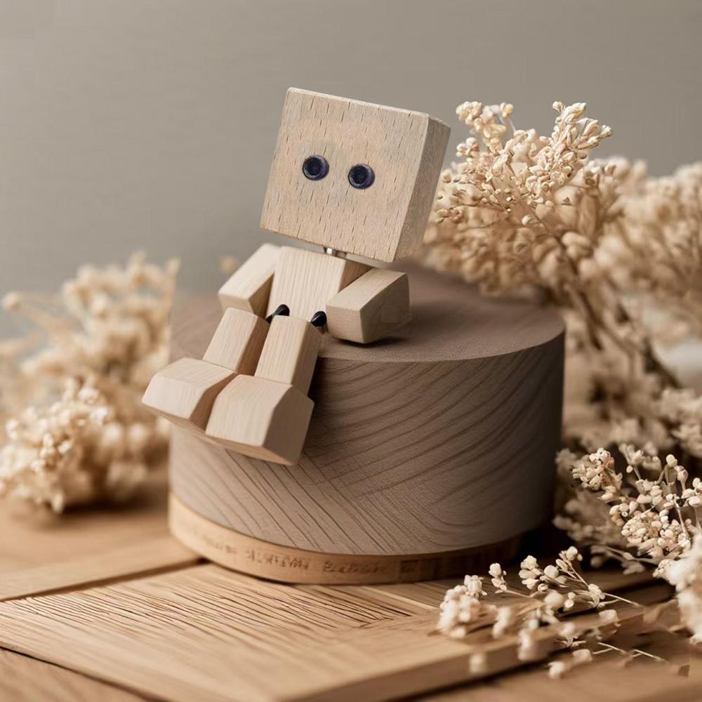

Creative Shaking Wooden Man Figurine Decoration Small Ornaments Leg-swinging Robot Figurine Cute Wood Man Home Car Deco Gifts