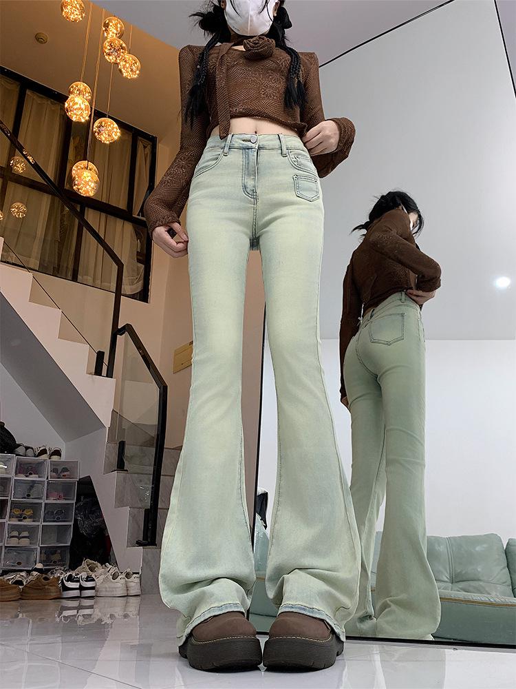 

Женские джинсы микроклеш с высокой посадкой, светлого цвета, стрейч, на осень 2024 - стройнящие, больших размеров Medium