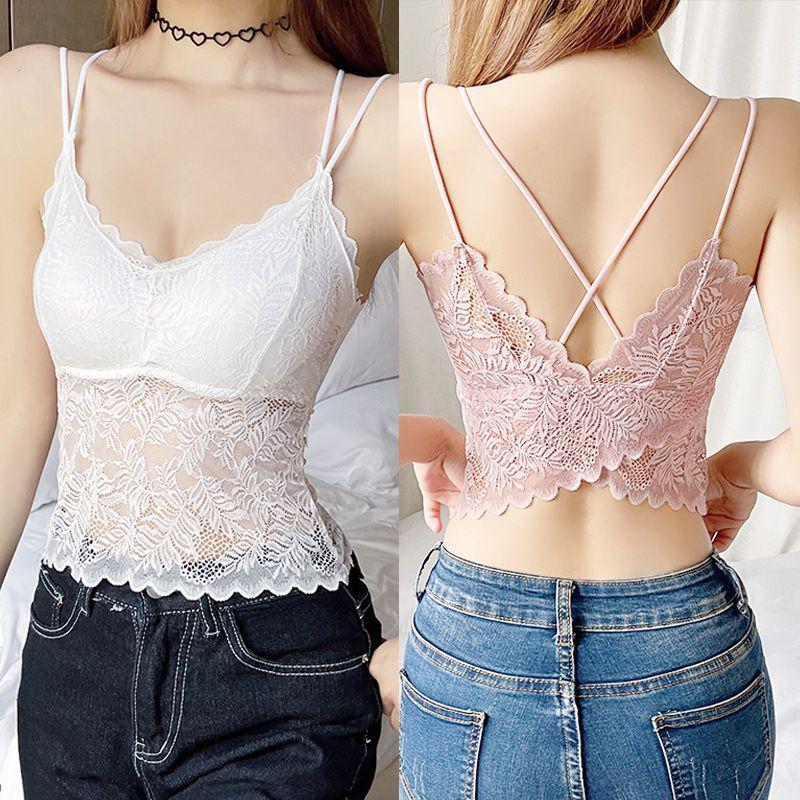 Soutien-gorge Camisole Push-Up Dentelle Papillon - Haut Bandeau Sans Dos Élégant pour Femmes