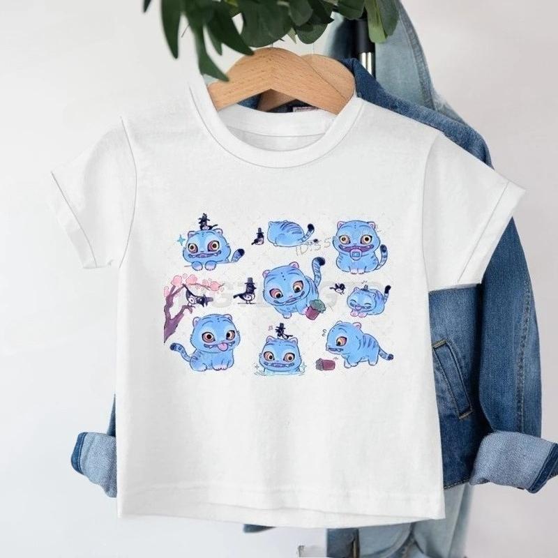 Derpy Tiger Kpop Demon Hunters Shirt for Children Girl Boy Cute Tiger Kawaii T-shirt Summer Toddler Girl Clothes