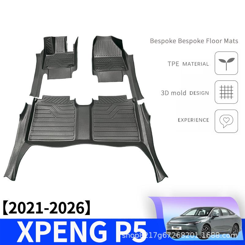 Custom Fit TPE Floor Mats for XPENG P5 (2021-2026) with Door Sill Coverage Single-layer upgraded TPE mat
