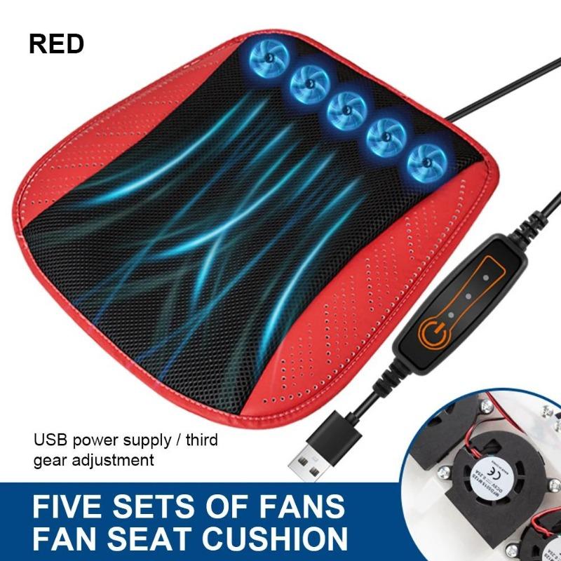 Καλοκαιρινό Δροσερό Μαξιλάρι Καθίσματος Αυτοκινήτου με Ανεμιστήρα USB Γρήγορος Αερισμός Ψύξη Καθίσματος Ψυχόμενο Αυτοκίνητο
