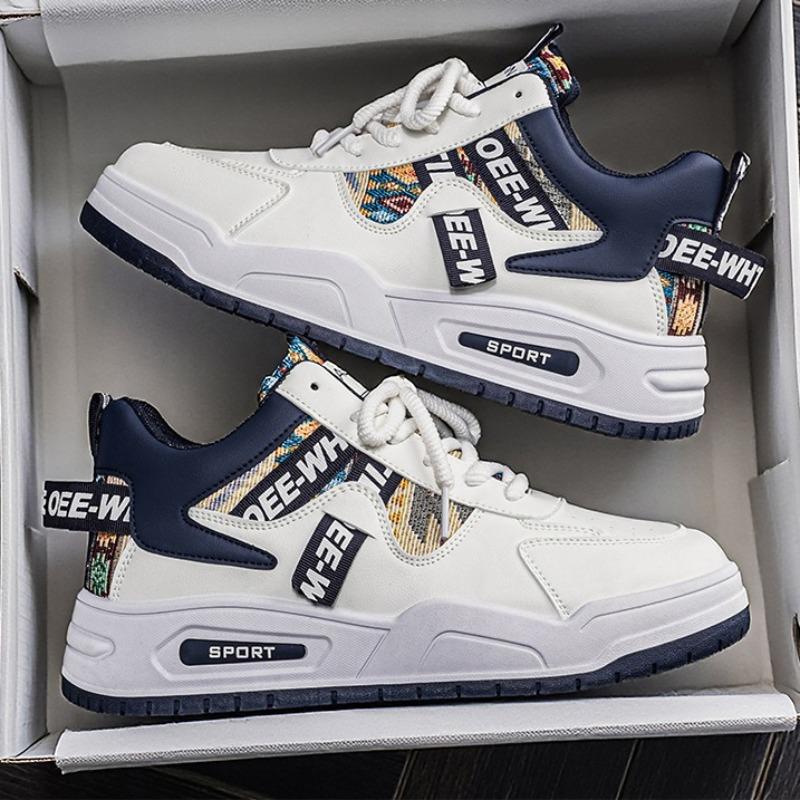 Men High Top Breathable Leather Platform Sneakers, Versatile Height Increasing Casual Skate Board Shoes