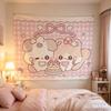 1Pc Kawaii Puppy Kitten Cake Tapestry, Cute Cartoon Pet Wall Hanging, Cool Room Stuff, Large Size, Polyester 2D Print, Bedroom S