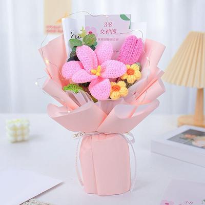 Completed Crochet Flowers Bouquet Artificial Knitting Flower Daisy Workmanship