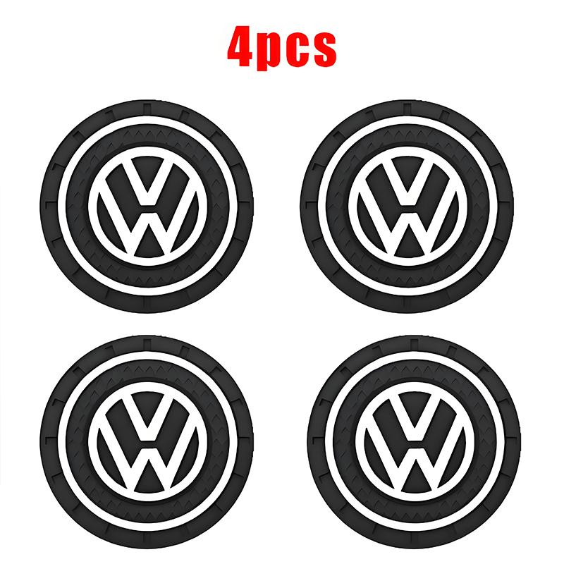 VW Car Coasters Water Cup Slots Non-Slip Mat Waterproof Water Cup Mat Drink Pad For Volkswagen Golf Polo Tiguan T-ROC hub cap vhcp29 knuz4