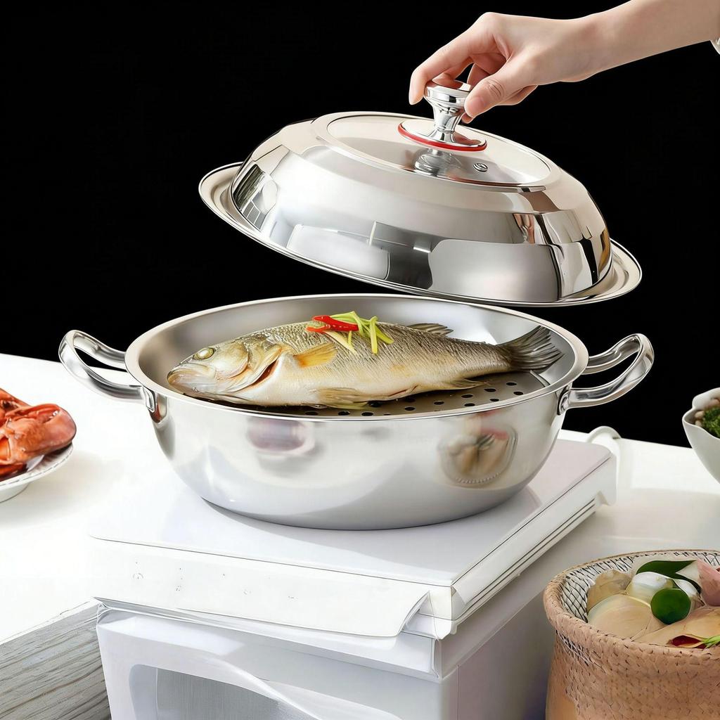 Niemiecka Stal Nierdzewna 316 Bardzo Gruba Duża Pojemność Garnek do Gotowania na Gorąco i Parowar - Kompatybilny z Indukcją i Otwartym Ogniem