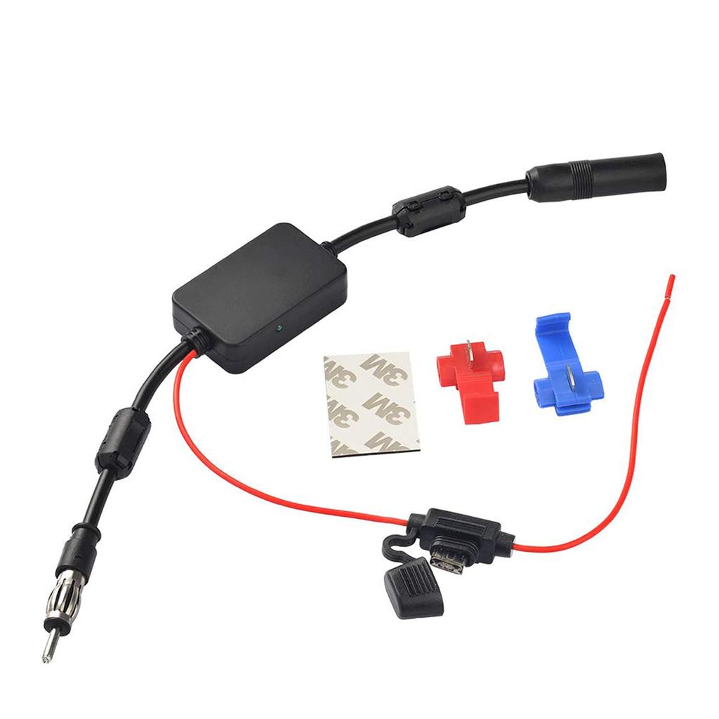 BINGFU Car FM Radio Antenna Signal Amplifier Powerful Booster Antenna Radio Booster Aerial Signal Booster Car DIN Plug Adapter