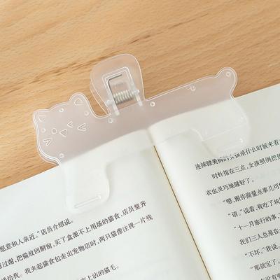 Portable Transparent Fixed Book Clips Cute Cat Thickened Plastic Book Clip Durable Anti-slip File Holder Office
