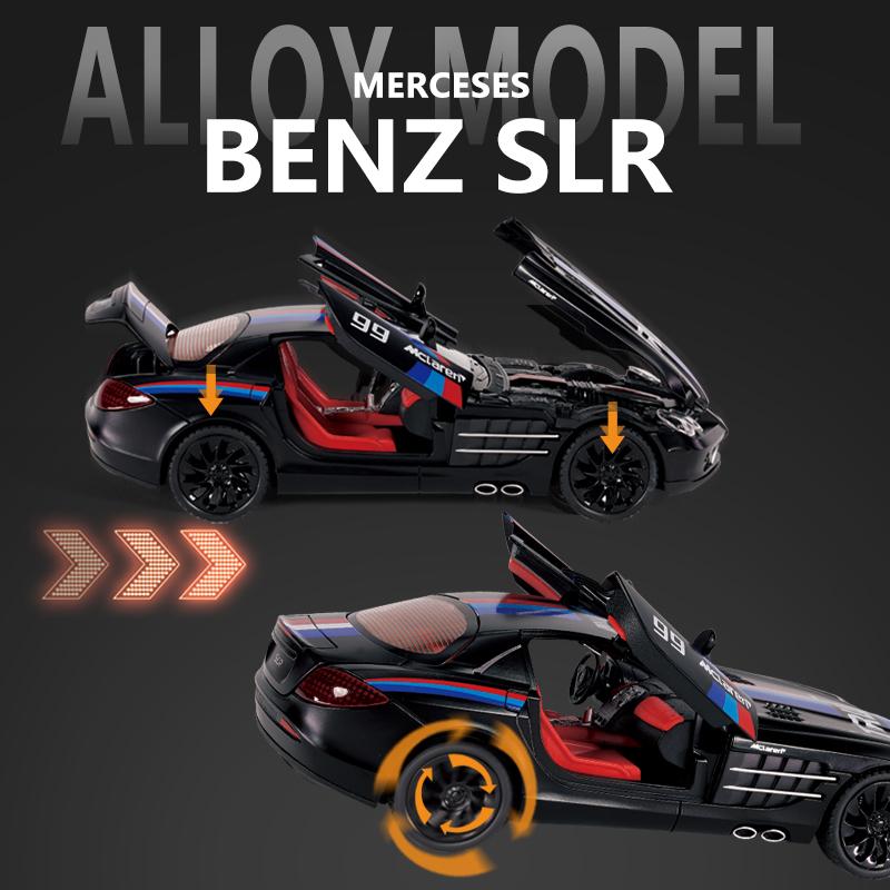 1/24 Mercedes-Benz SLR Legierungsauto Modell Sound und Licht Pull Back Kinderspielzeug Sammlerstücke Geburtstagsgeschenk