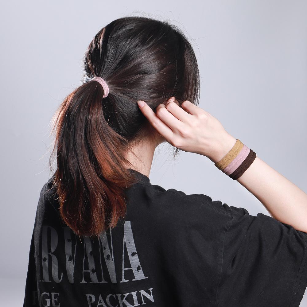 30/50pcs/Set Women 4cm High Elastic Big Hair Bands Solid Brown Headband Girls Ponytail Holder Fixed Hair Accessories Hair Ropes