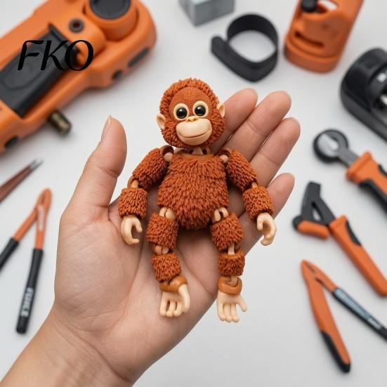 Office Desk Ornament 3D Printed Mini Gorilla Figurine with Articulated Joints, Small Desktop Stress Relief Toy, Creative Cute Animal Model Gift