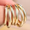 Elegant Female Metal Geometric Hoop Earrings Trendy Fashion Gold Color Wedding Jewelry For Women