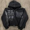 Black Street Hip Hop Star Print Zipper Hoodie for Women & Men - Autumn/Winter Y2K Harajuku Style Sweatshirt