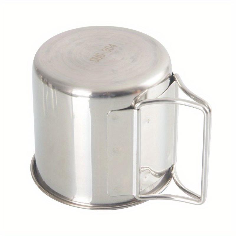 Edelstahl Campingbecher Outdoor Wandern Reisen Tee Kaffee Bier Tassen mit klappbarem Griff Wasserflasche.