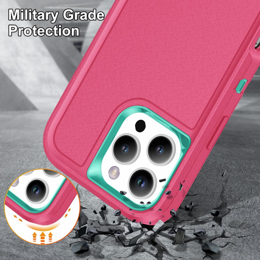 For iPhone 16 Pro Case PC+Silicone+EVA 3-in-1 Protective Phone Cover with Kickstand