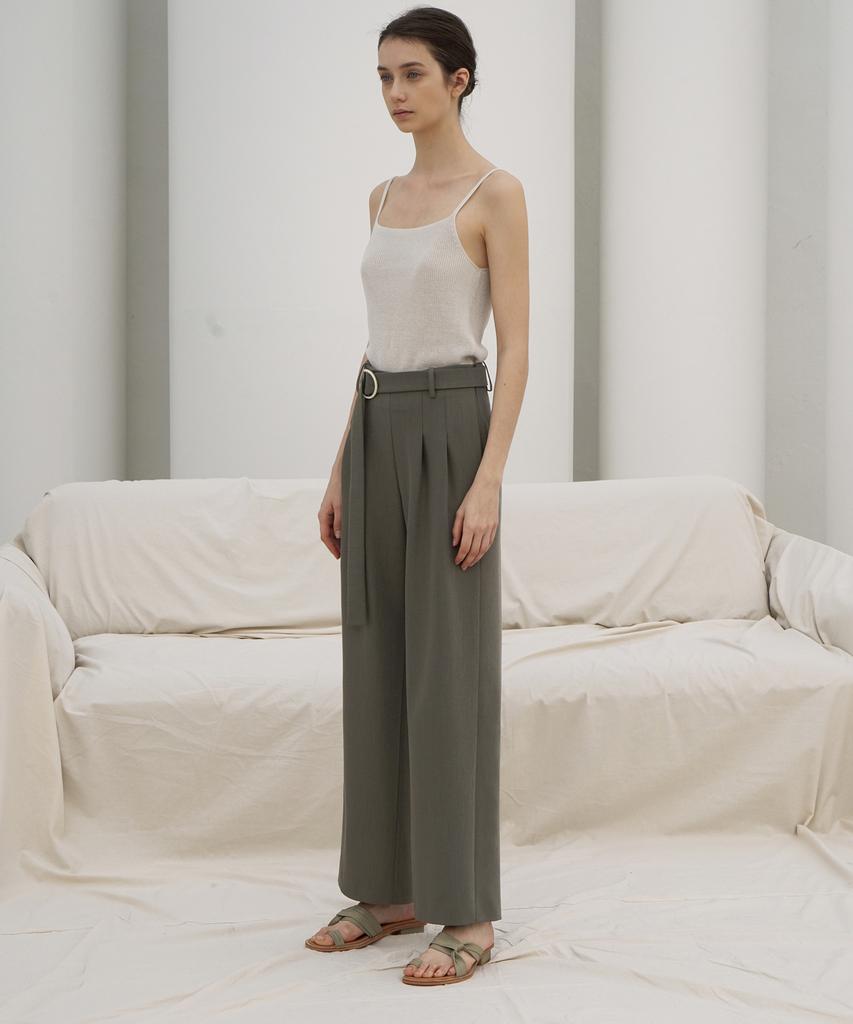RE RHEE Straight Wide Leg Slacks Trousers Kh