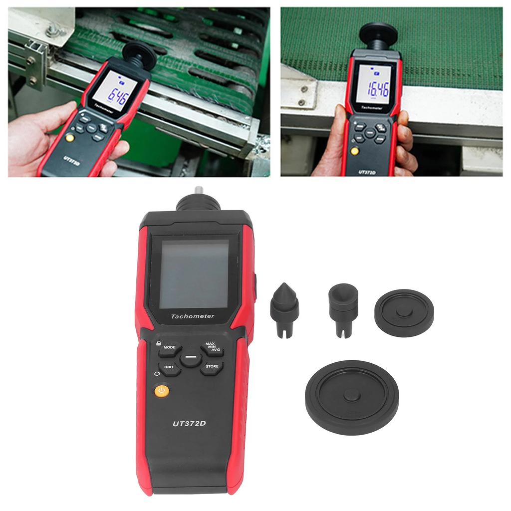 Revolution Frequency Meter Digital Tachometer Non Contact and Contact Revolution Frequency Meter Handheld RPM Gauge UT372D