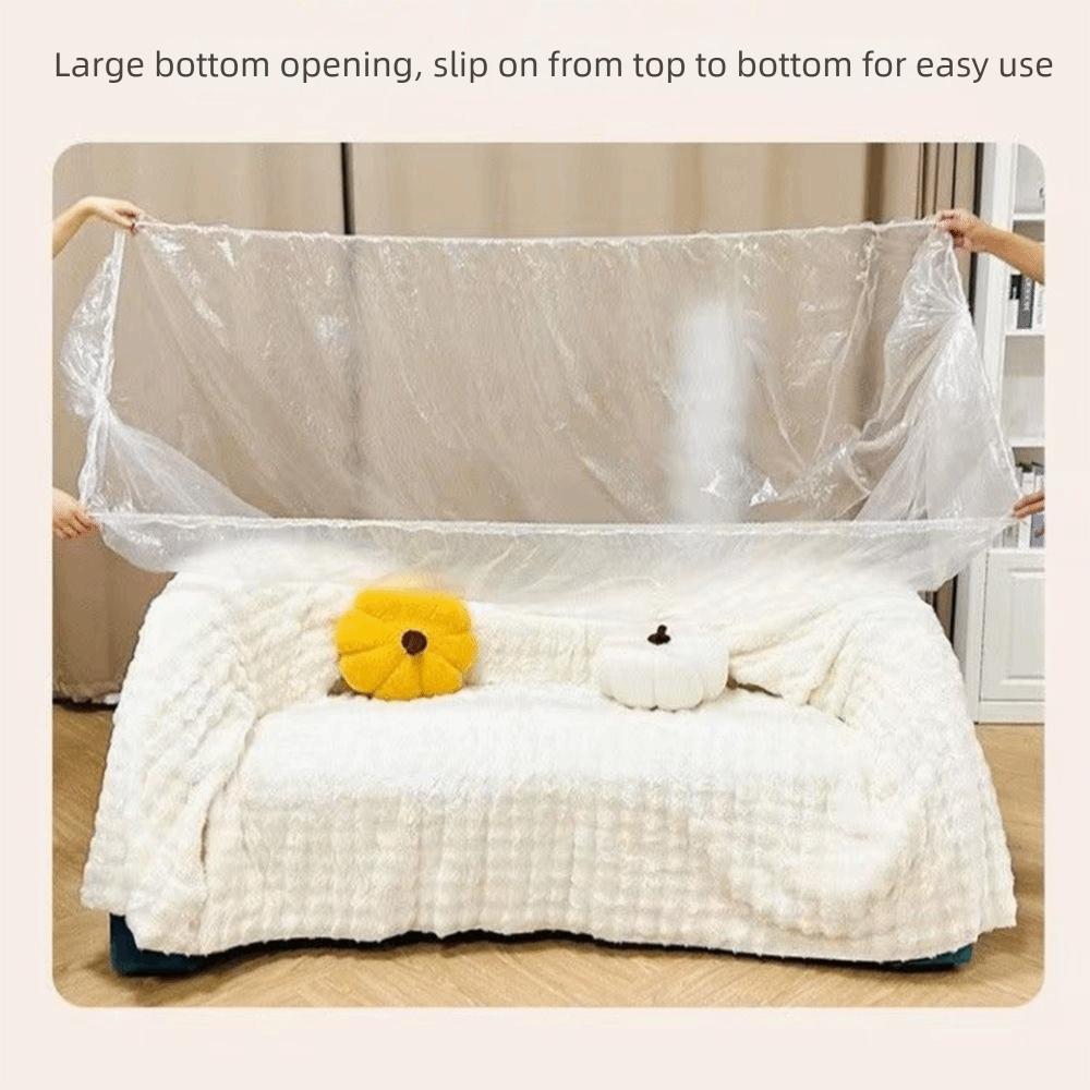3Pcs Transparent Disposable Bed Dust Cover Waterproof Elastic Edges Sofa Protective Film Thick Plastic Easy Application