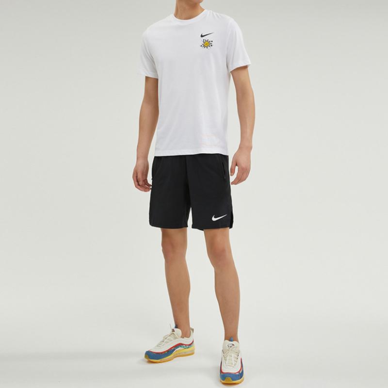 Nike Cartoon Sun And Hand Print Pattern Letter Round Neck Short Sleeve T-Shirt Men Tops White DV3189-100