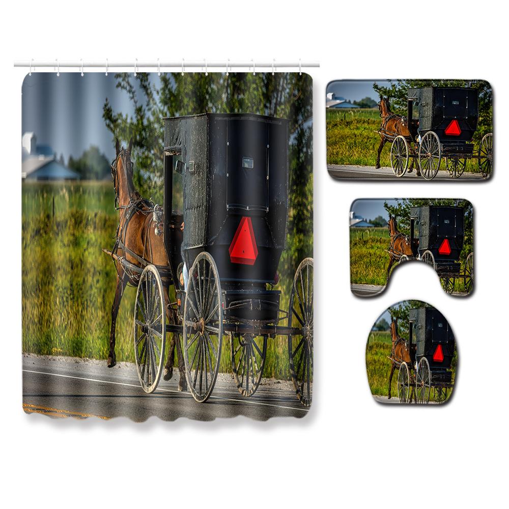Creative Bathroom Non-Slip Floor Mat, Shower Curtain Combination Carpet, European And American Style Explosion Woman