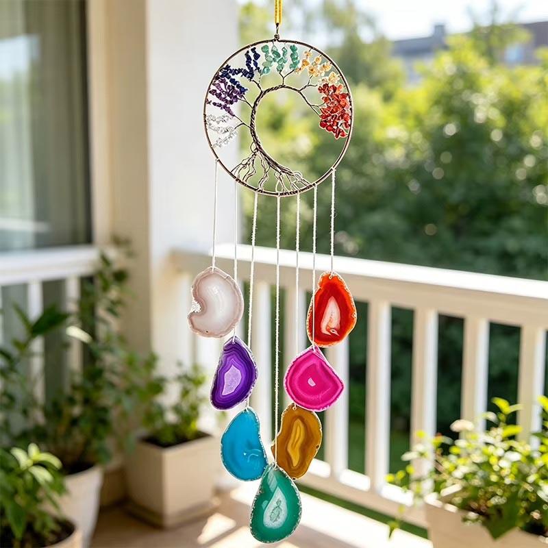 Hot Selling Folk Art Natural Crystal Wind Sun Catcher Sunshine Rainbow Dream Catcher Moon Wind Chime Pendant Christmas One Size