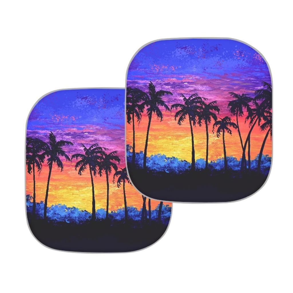 2-Piece Car Sunshade - Coconut Grove Design for Summer Heat Insulation