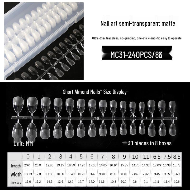

240 Прозрачные Матовые Длинные Наконечники для Ногтей Балерина - Ультратонкие и Не Требующие Опиливания