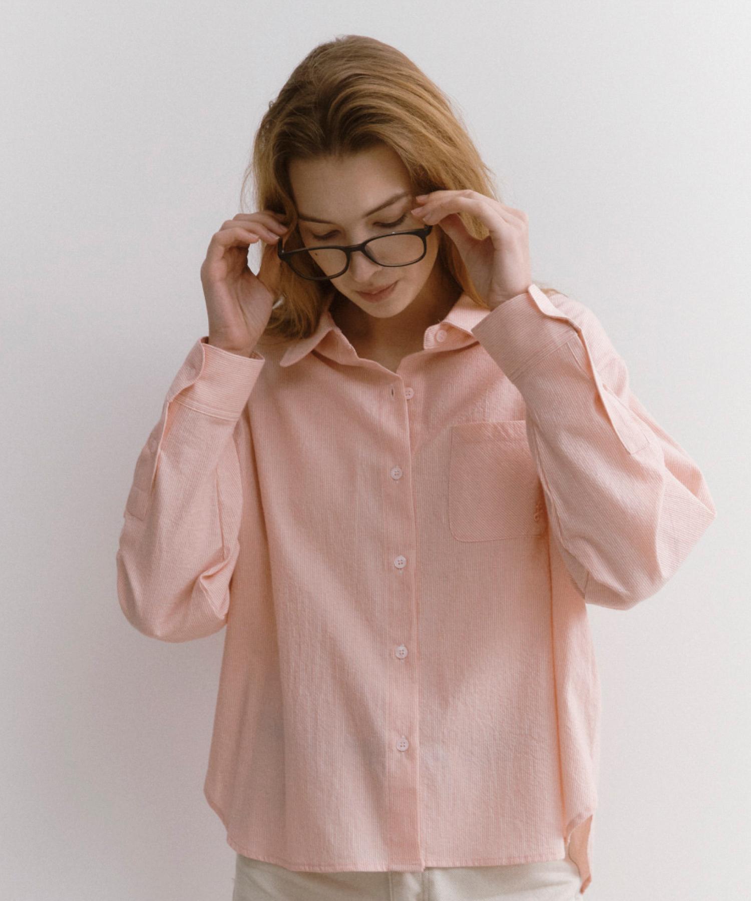 Ray Avery Oversized Striped Shirt (Pink) Pink/Free