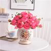 Home Artificial Flower Photography Props Bunches Peony Rose 5 Heads Wedding Fake Flowers Decoration Party  Jewelry Accessory