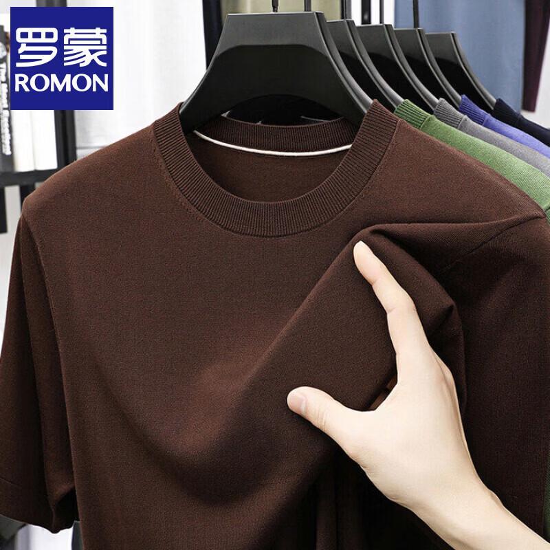 Luomeng Men s Lyocell Tencel Knit Short Sleeve T-Shirt 4XL
