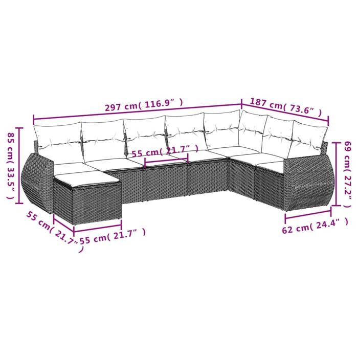 VidaXL Garden Lounge Set with Cushions 8 Pcs, Sofas with Backrest, Furniture Set, Patio Terrace Furniture, Brown 3221762