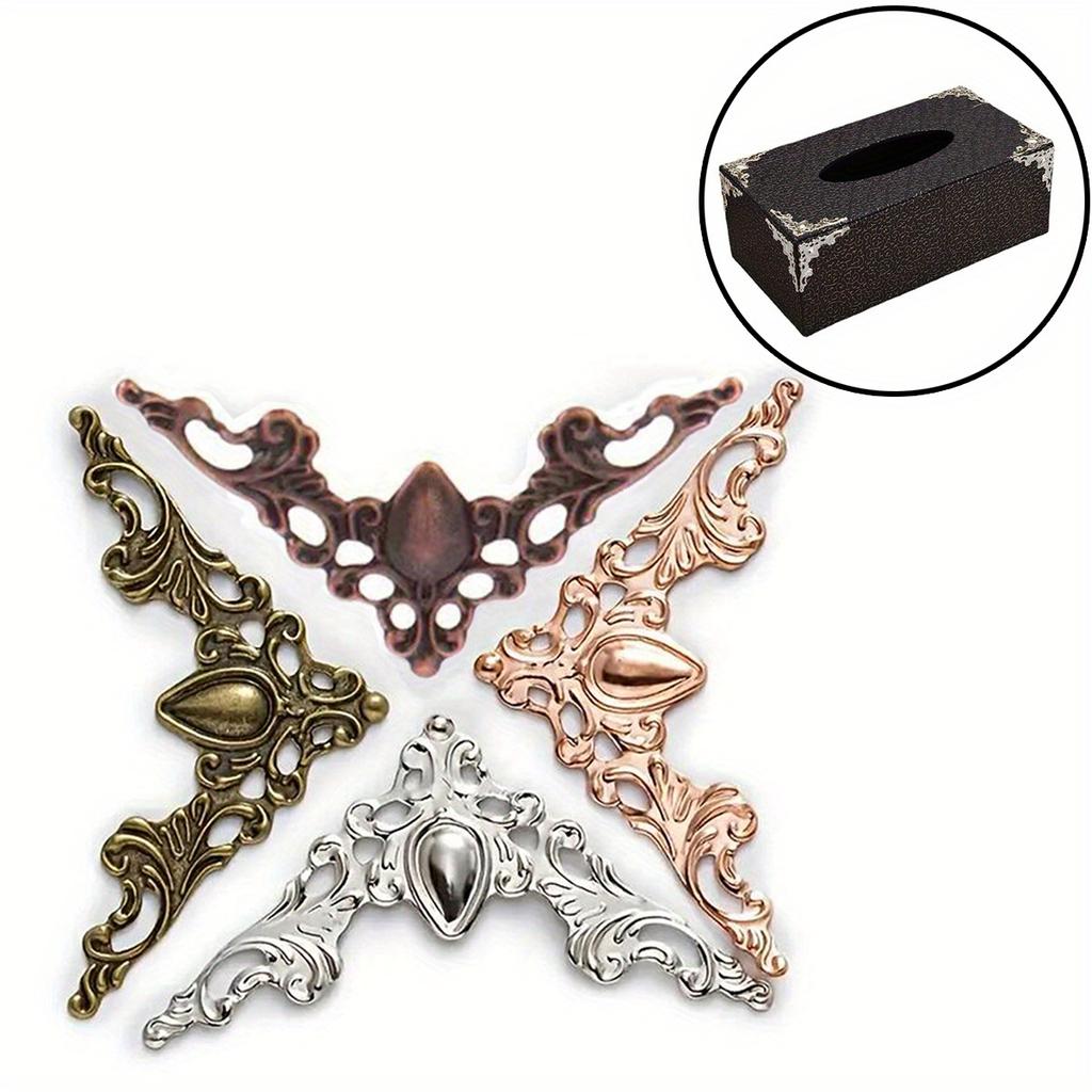 10pcs Vintage Style Metal Iron Corners Decor For Books Scrapbooking Photo Albums Menus Corner Protectors Metal Decoration DIY Ornament Crafts