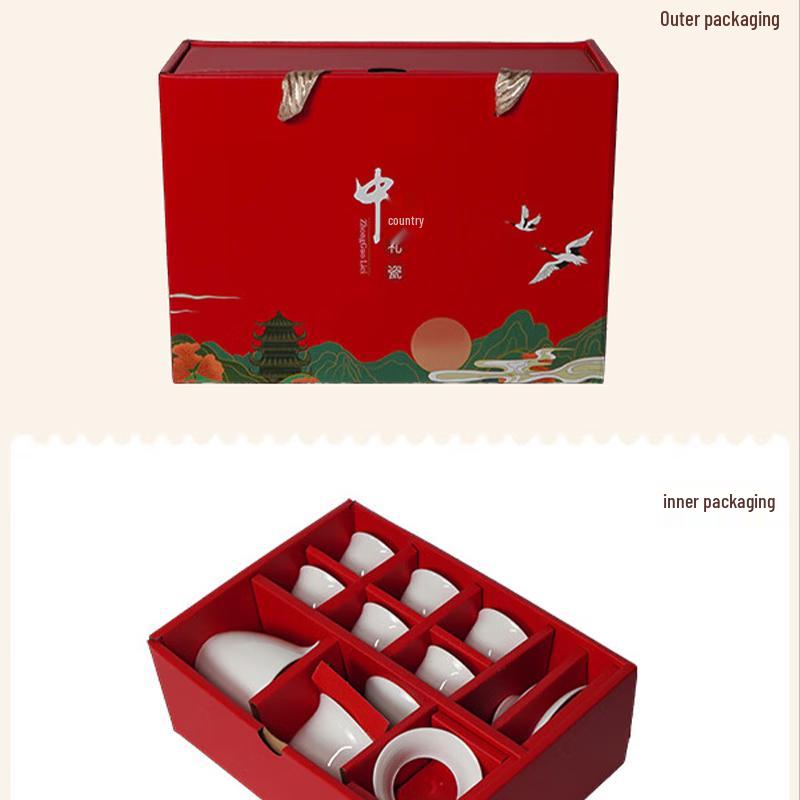 Gold Inlaid Jade Ceramic Tea Set