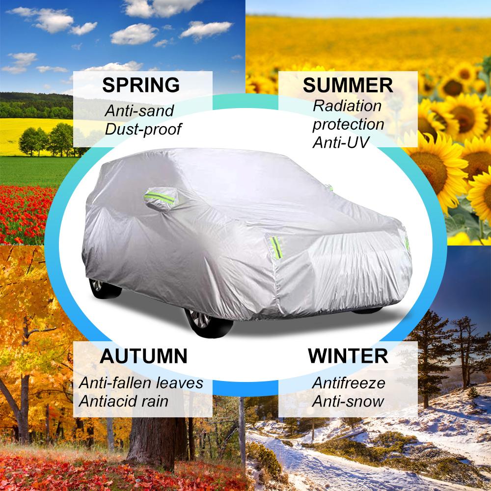 M/l/xl/xxl Four-Size 190T Material Is Suitable for Suv Models, Silver Waterproof and Sunscreen Car Clothes and Car Covers