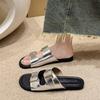 Fashion Beach Shoes Womens Slippers Outdoor Slides Pantofle Sabot Flat 2025 Soft Silver Casual Leisure Shoes Slippers Soft Summer Clogs