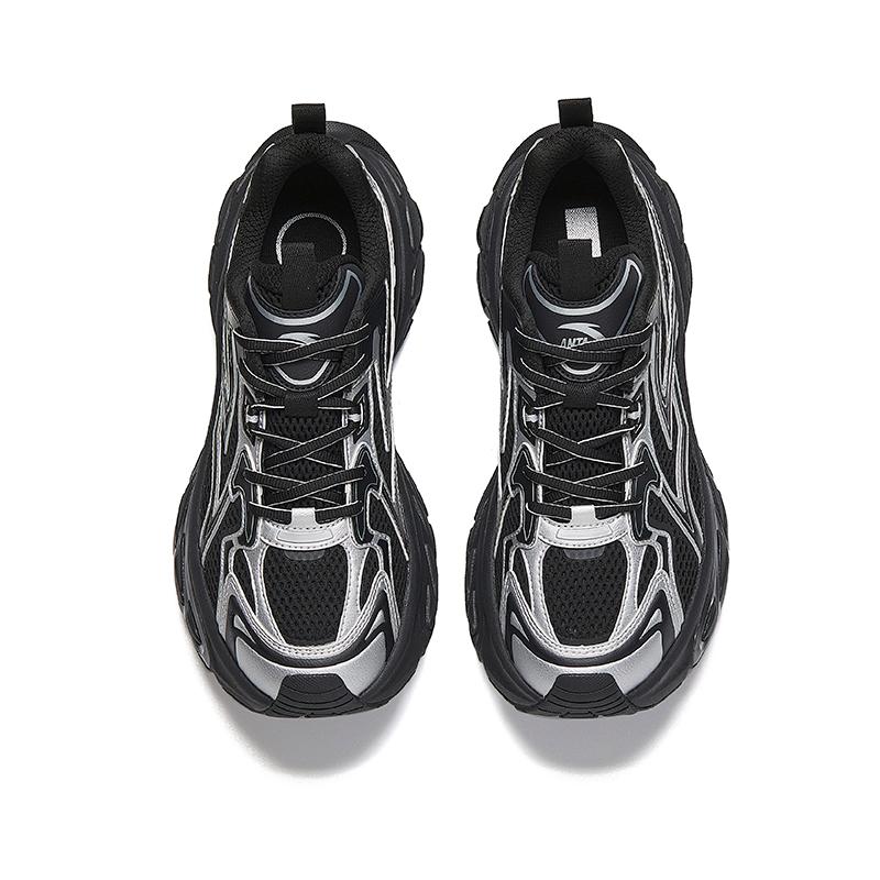 Anta Fuyou Fashion Comfortable Shock Absorbing Wear Resistant Low Top Dad Shoes Men Sneakers Black Silver 112618899-1