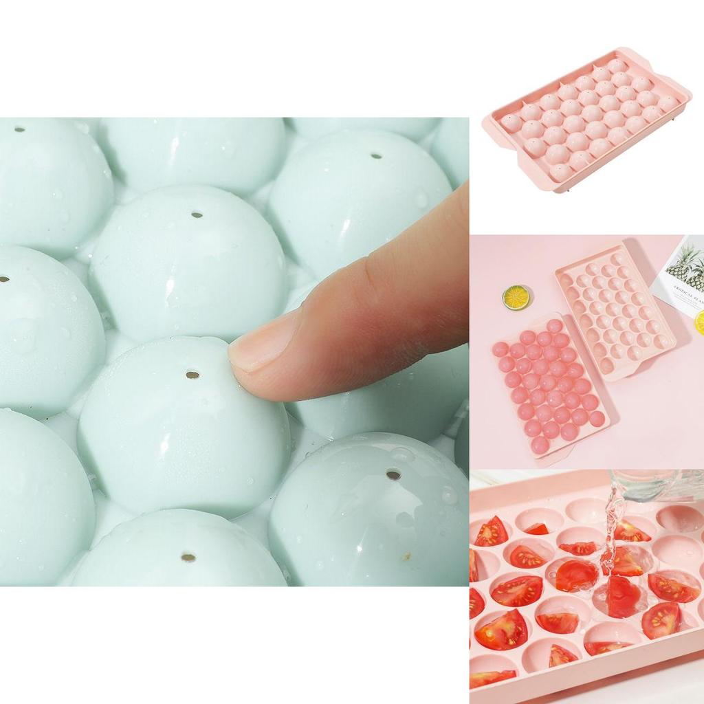 Convenient Round Ice Tray With Lid Non-stick Plastic Mold For Perfect Ice Shapes