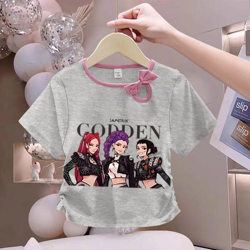 Girls' Fashionized Witch-Hunting Girl Group Top - Summer Children's Round-neck Short-sleeved Pure Cotton T-shirt