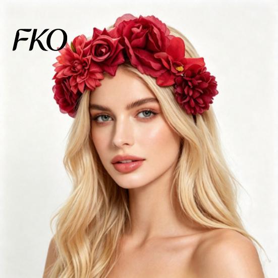 3D Flower Hairband Flowers Hair Hoop, Halloween Party Headband, Simulated Stable Rose Headband for Vacation Dance Accessories Gift Long-lasting