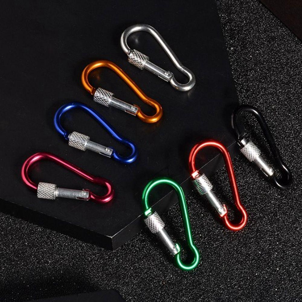 

10pcs 46mm Outdoor Sports Carabiner Aluminium Alloy with Lock Climbing Button Outdoor Tool