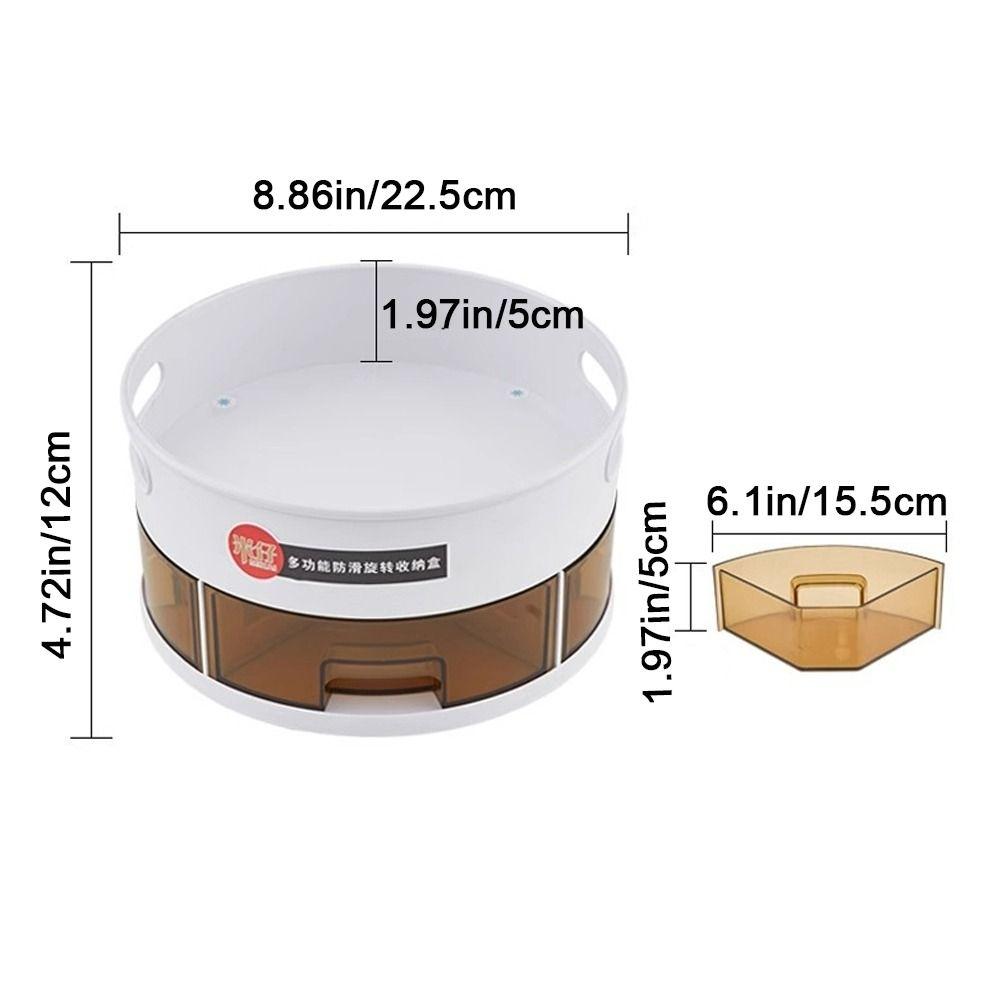 Non-Slip Double Spice Tray Round Rotatable Seasoning Holder 360° Rotating Storage Tray  for Home
